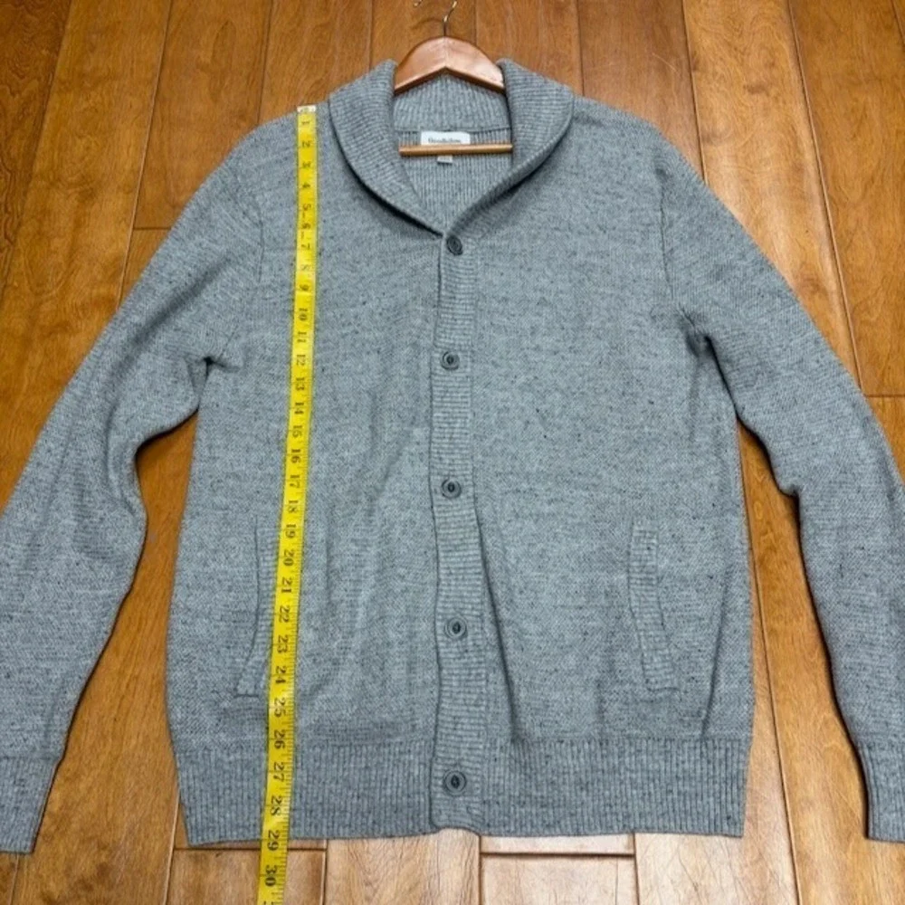 GOODFELLOW Mens Shawl Collar Gray Cotton Cardigan Size L Preppy Academia Grandpa